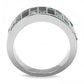 TK3175 - High polished (no plating) Stainless Steel Ring with Synthetic Synthetic Glass in Sea Blue-2