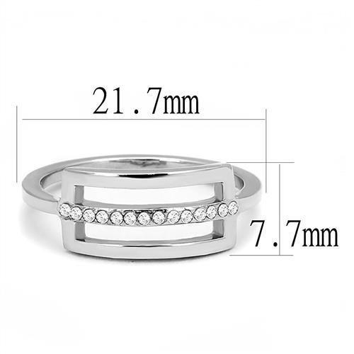TK3177 - High polished (no plating) Stainless Steel Ring with AAA Grade CZ  in Clear-1