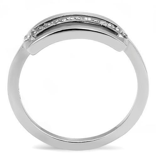 TK3177 - High polished (no plating) Stainless Steel Ring with AAA Grade CZ  in Clear-2