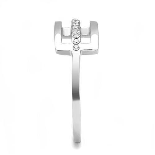 TK3177 - High polished (no plating) Stainless Steel Ring with AAA Grade CZ  in Clear-3