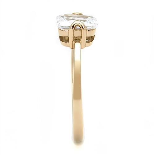 TK3179 - IP Rose Gold(Ion Plating) Stainless Steel Ring with AAA Grade CZ  in Clear-3