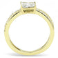 TK3181 - IP Gold(Ion Plating) Stainless Steel Ring with AAA Grade CZ  in Clear-2