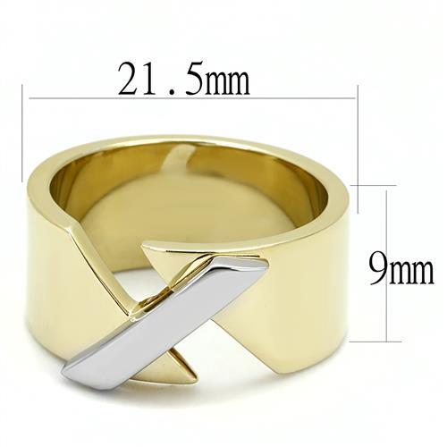 TK3184 - Two-Tone IP Gold (Ion Plating) Stainless Steel Ring with No Stone-1
