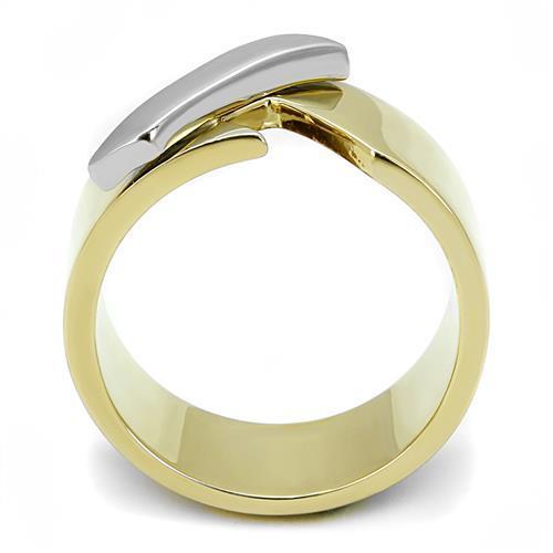 TK3184 - Two-Tone IP Gold (Ion Plating) Stainless Steel Ring with No Stone-2