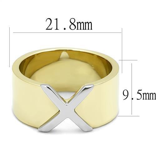 TK3185 - Two-Tone IP Gold (Ion Plating) Stainless Steel Ring with No Stone-1