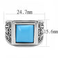 TK3188 - High polished (no plating) Stainless Steel Ring with Synthetic Turquoise in Sea Blue-1