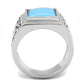 TK3188 - High polished (no plating) Stainless Steel Ring with Synthetic Turquoise in Sea Blue-2