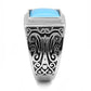TK3188 - High polished (no plating) Stainless Steel Ring with Synthetic Turquoise in Sea Blue-3