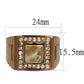 TK3190 - IP Coffee light Stainless Steel Ring with Semi-Precious Rain Flower Stone in Brown-1