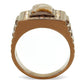 TK3190 - IP Coffee light Stainless Steel Ring with Semi-Precious Rain Flower Stone in Brown-2