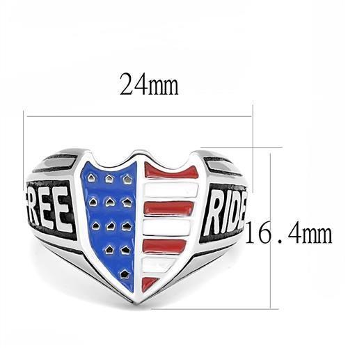 TK3192 - High polished (no plating) Stainless Steel Ring with Epoxy  in Multi Color-1