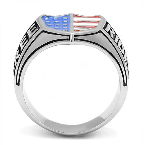 TK3192 - High polished (no plating) Stainless Steel Ring with Epoxy  in Multi Color-2