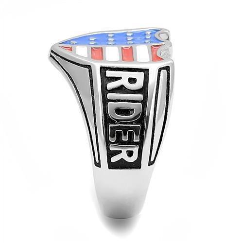 TK3192 - High polished (no plating) Stainless Steel Ring with Epoxy  in Multi Color-3