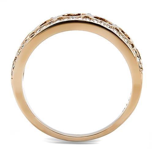 TK3194 - IP Rose Gold(Ion Plating) Stainless Steel Ring with Top Grade Crystal  in Clear-2