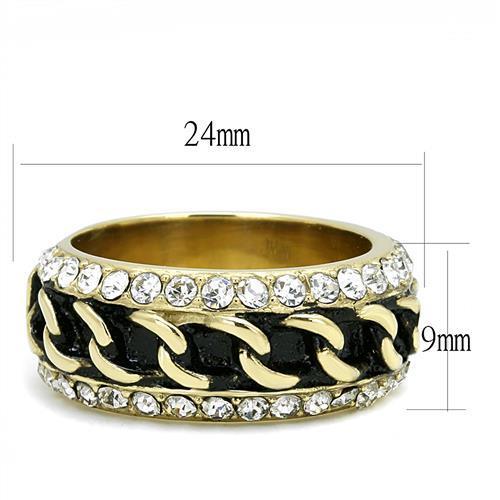 TK3196 - IP Gold(Ion Plating) Stainless Steel Ring with Top Grade Crystal  in Clear-1