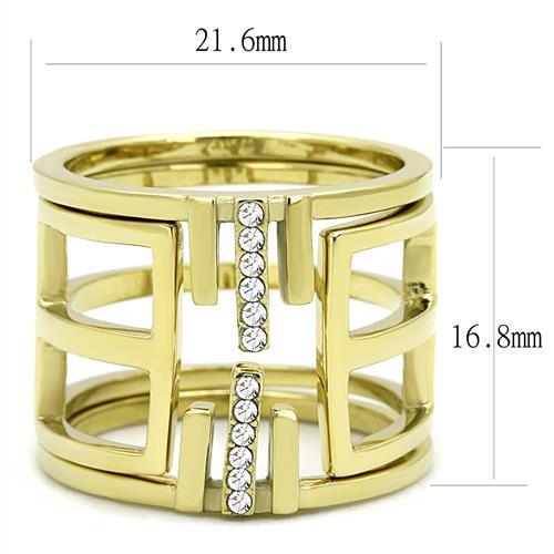 TK3198 - IP Gold(Ion Plating) Stainless Steel Ring with Top Grade Crystal  in Clear-1