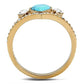 TK3200 - IP Rose Gold(Ion Plating) Stainless Steel Ring with Synthetic Turquoise in Sea Blue-2