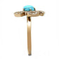 TK3201 - IP Rose Gold(Ion Plating) Stainless Steel Ring with Synthetic Turquoise in Sea Blue-3