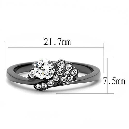 TK3203 - IP Light Black  (IP Gun) Stainless Steel Ring with AAA Grade CZ  in Clear-1