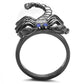 TK3205 - IP Light Black  (IP Gun) Stainless Steel Ring with Top Grade Crystal  in Sapphire-2