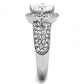 TK3206 - High polished (no plating) Stainless Steel Ring with AAA Grade CZ  in Clear-3