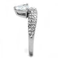 TK3207 - High polished (no plating) Stainless Steel Ring with AAA Grade CZ  in Clear-3