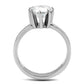 TK3208 - High polished (no plating) Stainless Steel Ring with AAA Grade CZ  in Clear-2