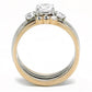 TK3212 - Two-Tone IP Rose Gold Stainless Steel Ring with AAA Grade CZ  in Clear-2