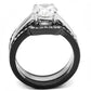 TK3214 - Two-Tone IP Black (Ion Plating) Stainless Steel Ring with AAA Grade CZ  in Clear-2