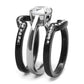 TK3214 - Two-Tone IP Black (Ion Plating) Stainless Steel Ring with AAA Grade CZ  in Clear-3