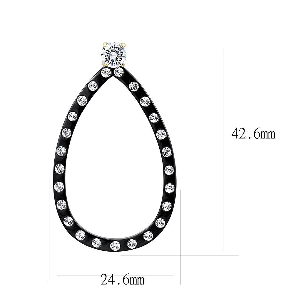 TK3215 - IP Gold+ IP Black (Ion Plating) Stainless Steel Earrings with AAA Grade CZ  in Clear-1