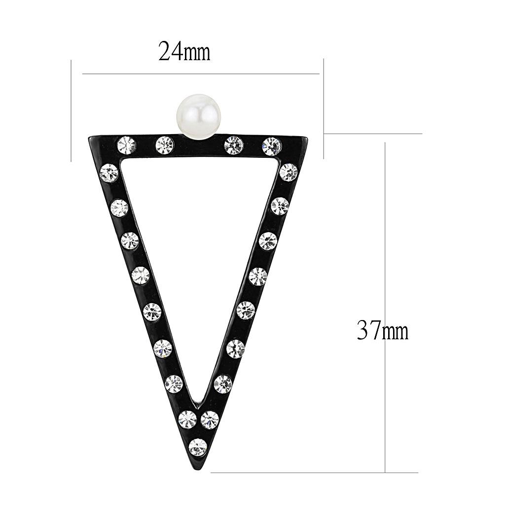 TK3216 - IP Gold+ IP Black (Ion Plating) Stainless Steel Earrings with Synthetic Pearl in White-1