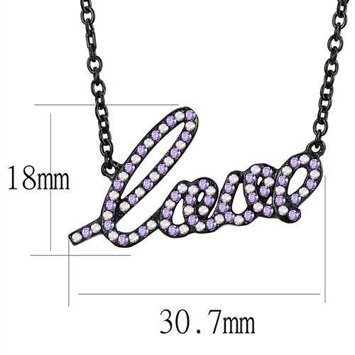 TK3218 - IP Black(Ion Plating) Stainless Steel Chain Pendant with AAA Grade CZ  in Multi Color-1