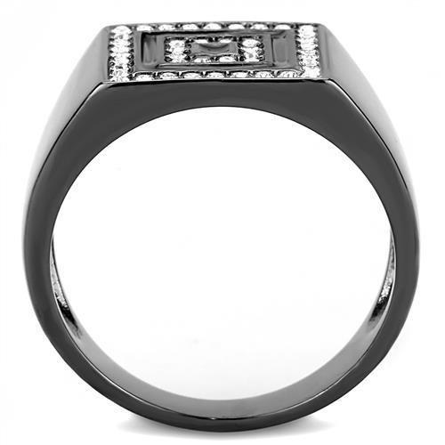 TK3220 - IP Light Black  (IP Gun) Stainless Steel Ring with Top Grade Crystal  in Clear-2