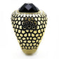 TK3221 - IP Gold(Ion Plating) Stainless Steel Ring with Synthetic Synthetic Glass in Jet-3