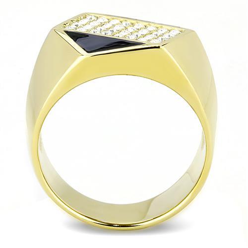 TK3224 - IP Gold(Ion Plating) Stainless Steel Ring with Top Grade Crystal  in Clear-2