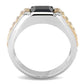 TK3227 - Two-Tone IP Rose Gold Stainless Steel Ring with Synthetic Onyx in Jet-2