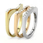 TK3234 - Three Tone (IP Gold & IP Rose Gold & High Polished) Stainless Steel Ring with Top Grade Crystal  in Clear-3