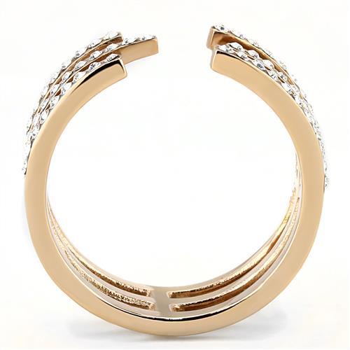 TK3236 - IP Rose Gold(Ion Plating) Stainless Steel Ring with Top Grade Crystal  in Clear-2
