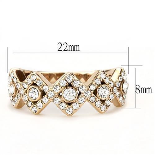 TK3237 - IP Rose Gold(Ion Plating) Stainless Steel Ring with Top Grade Crystal  in Clear-1