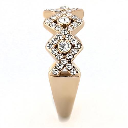 TK3237 - IP Rose Gold(Ion Plating) Stainless Steel Ring with Top Grade Crystal  in Clear-3