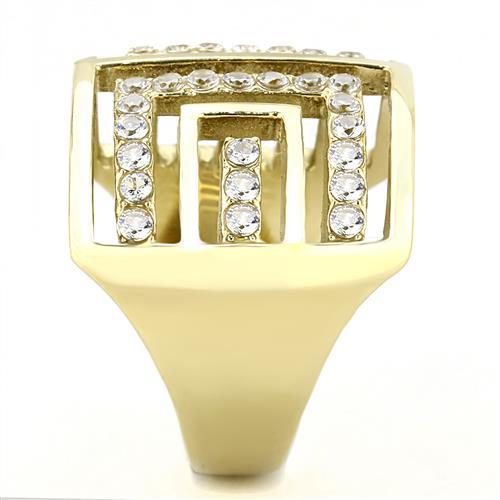 TK3238 - IP Gold(Ion Plating) Stainless Steel Ring with AAA Grade CZ  in Clear-3