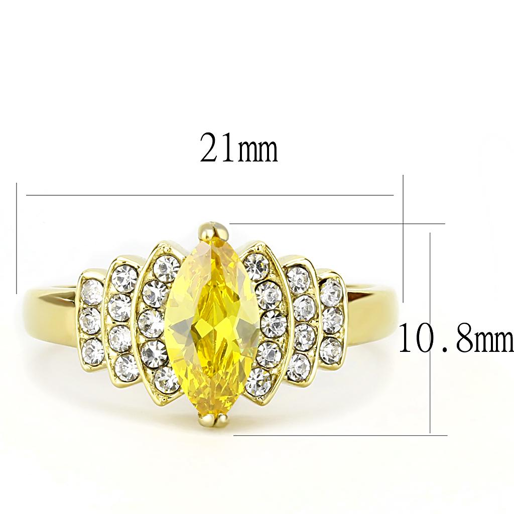 TK3239 - IP Gold(Ion Plating) Stainless Steel Ring with AAA Grade CZ  in Topaz-1