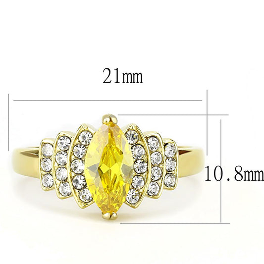 TK3239 - IP Gold(Ion Plating) Stainless Steel Ring with AAA Grade CZ  in Topaz-1