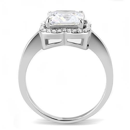 TK3242 - High polished (no plating) Stainless Steel Ring with AAA Grade CZ  in Clear-2