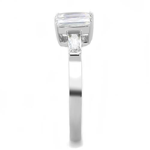 TK3244 - High polished (no plating) Stainless Steel Ring with AAA Grade CZ  in Clear-3