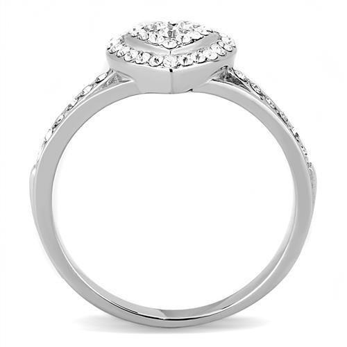 TK3249 - High polished (no plating) Stainless Steel Ring with Top Grade Crystal  in Clear-2