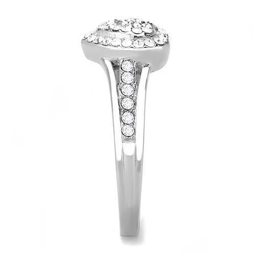 TK3249 - High polished (no plating) Stainless Steel Ring with Top Grade Crystal  in Clear-3