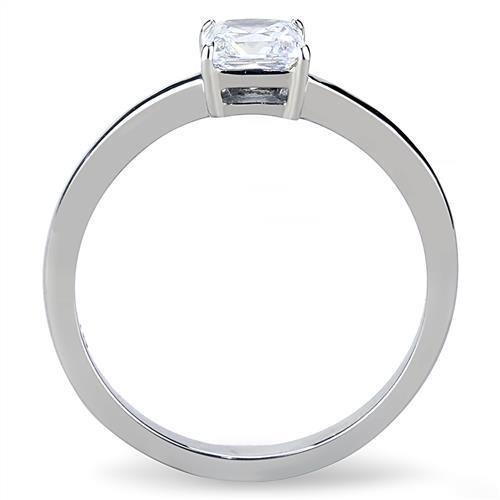 TK3250 - High polished (no plating) Stainless Steel Ring with AAA Grade CZ  in Clear-2