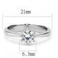 TK3252 - High polished (no plating) Stainless Steel Ring with AAA Grade CZ  in Clear-1